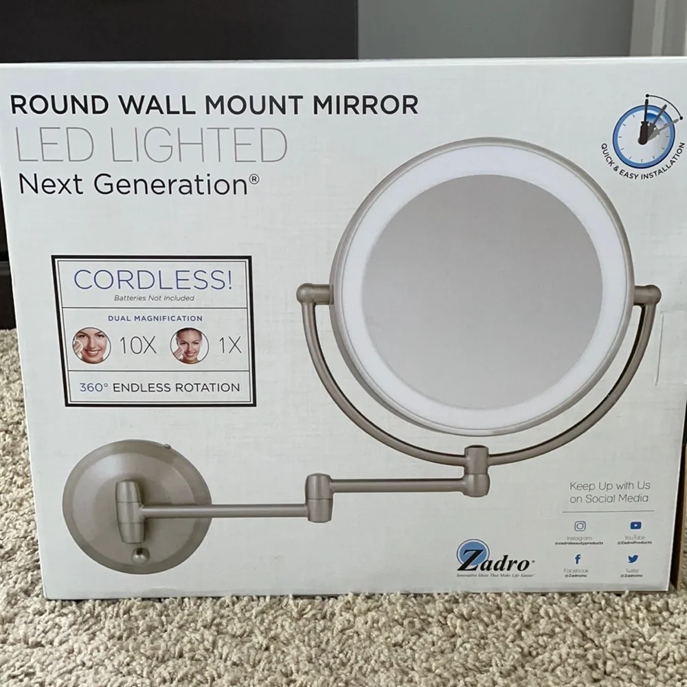 Round wall mount mirror LED lighted